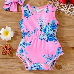 Cute baby girl romper in cute pink and blue color